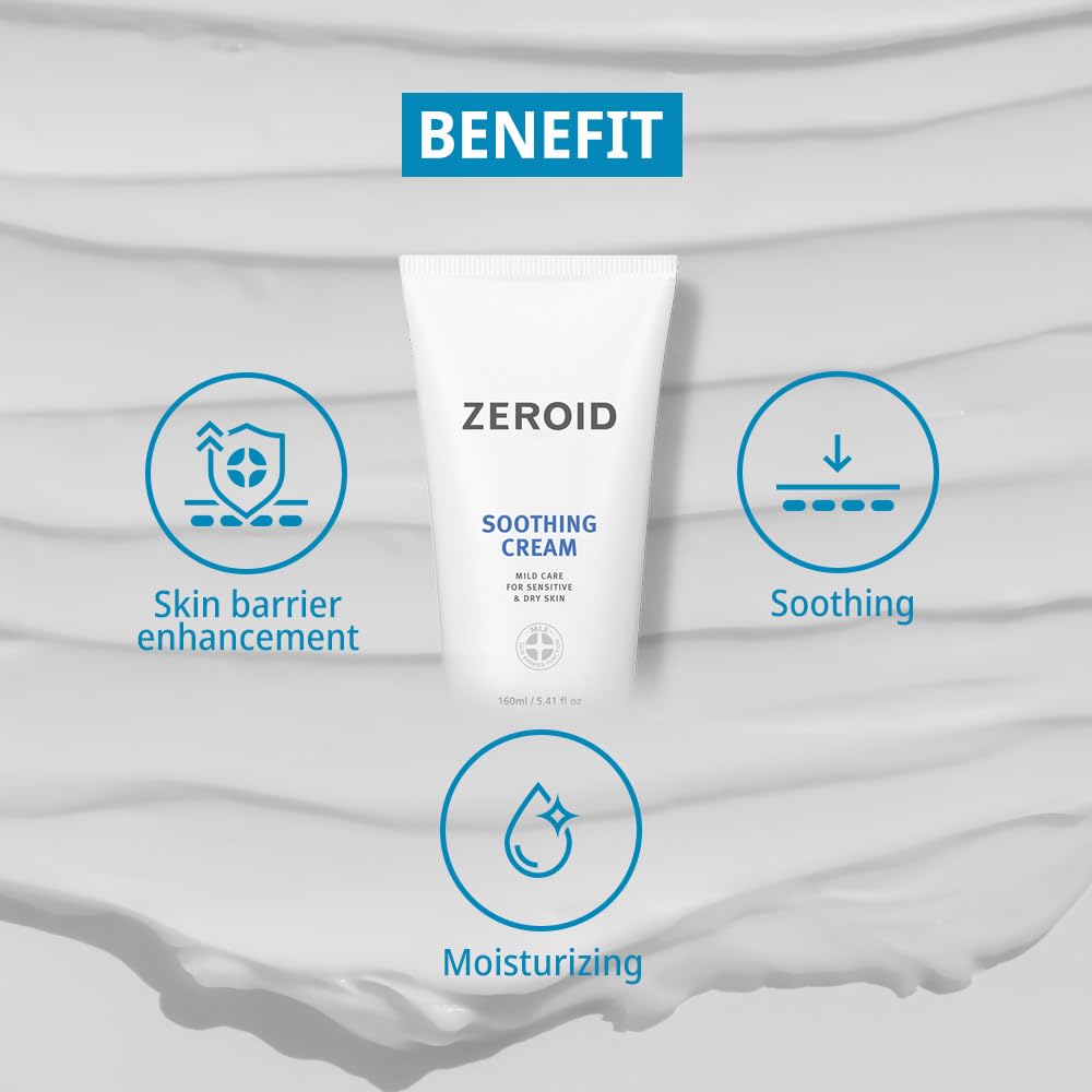 ZEROID | Soothing Cream | Face Moisturizer for Sensitive Skin | Face Cream for Skin Barrier Repair | Face Lotion for Soothing & Calming | Dermocosmetic Face Cream | Korean Skincare | 2.7 fl oz (80ml)