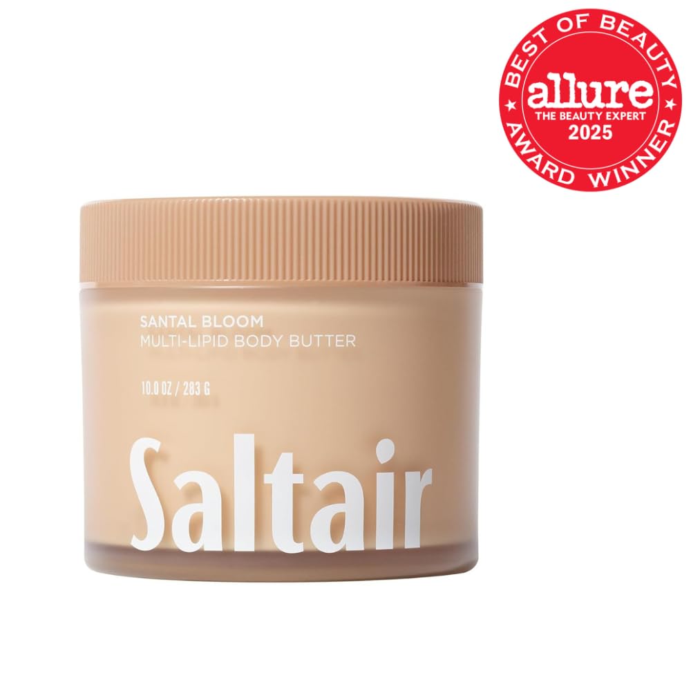 Saltair Multi-Lipid Body Butter - Rich, Nourishing Santal Bloom Hydrating Body Cream with Ceramide Complex, Coconut Oil, Shea Butter, and Sea Buckthorn. Deep Moisturizing Dry Skin Care. 10oz Jar