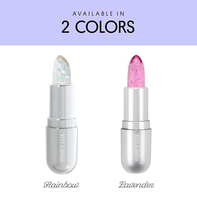 Winky Lux Glitter Confetti Balm, pH Lip Balm, pH Color Changing Lipstick and Tinted Lip Balm, Vegan & Cruelty Free Lip Balm, Hydrate & Plump, Sheer Pink Lipstick, Rainbow Confetti