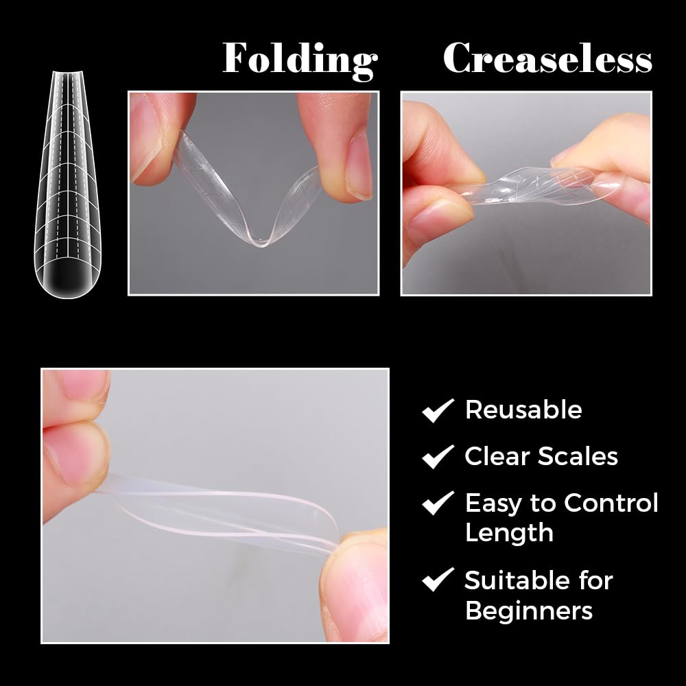 Nail Dual Forms for Poly Gel, 288PCS French Nail Forms, 8 Shapes, 12 Sizes Clear Poly Gel Nail Molds for DIY Nails Extension Kit for Salon-Quality Manicures at Home