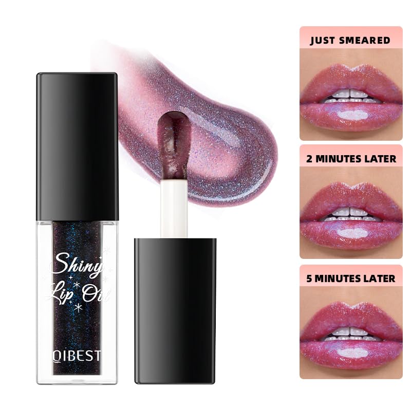 6PCS Color Changing Lip Oil Light Lipgloss Set, Moisturizing Hydrating Lip Glow Oil Lip Gloss Kit High Shine Lip Plumping Glass Finish Lip Gloss Liquid Lipstick for Women (Set D)