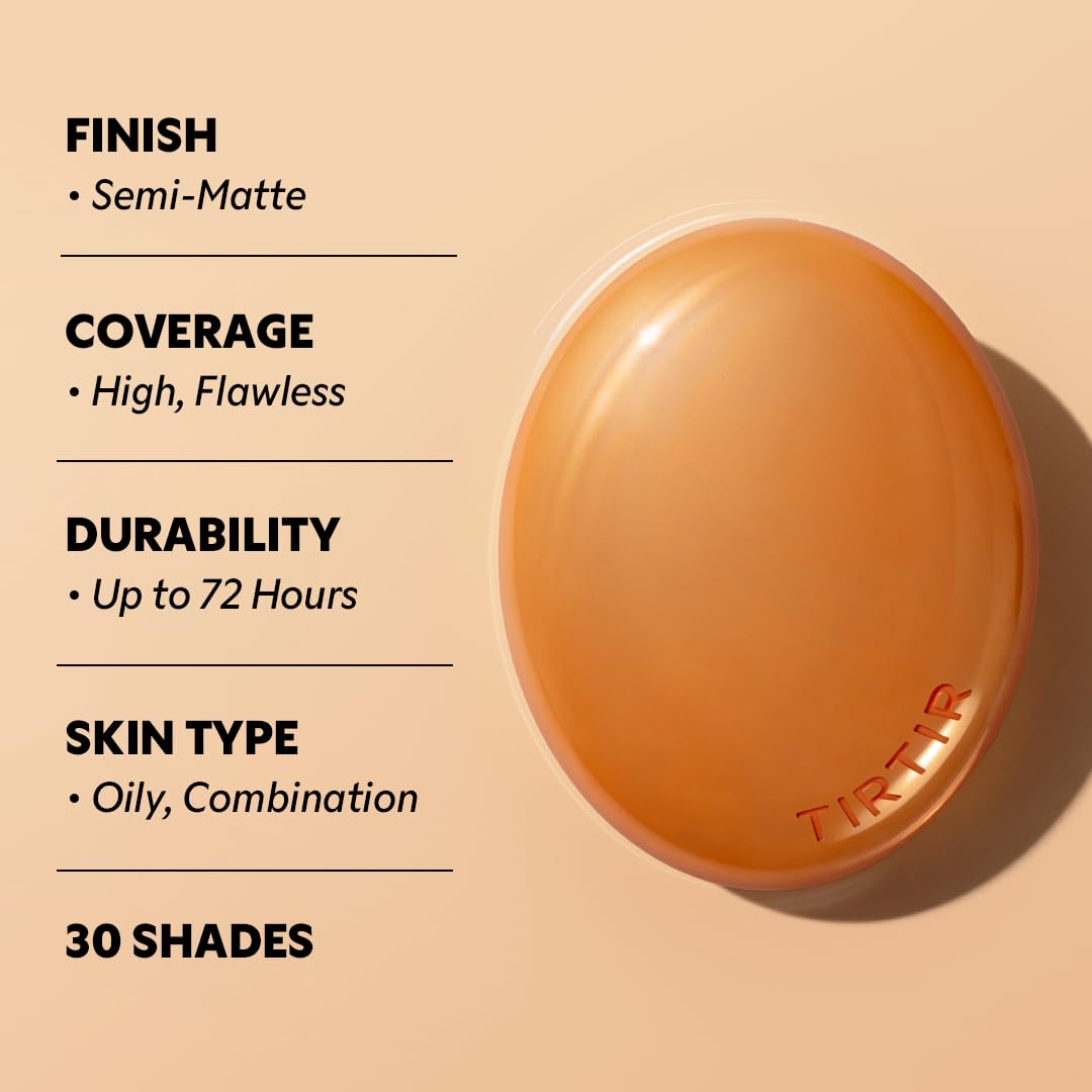 TIRTIR [*Mini Size Mask Fit Ai Filter Cushion Foundation | AI-Like Semi-Matte Finish - Up to 72-Hour Medium to Full Coverage Korean BB Cushion Make up Beauty, #21N Ivory, 0.15 Fl Oz