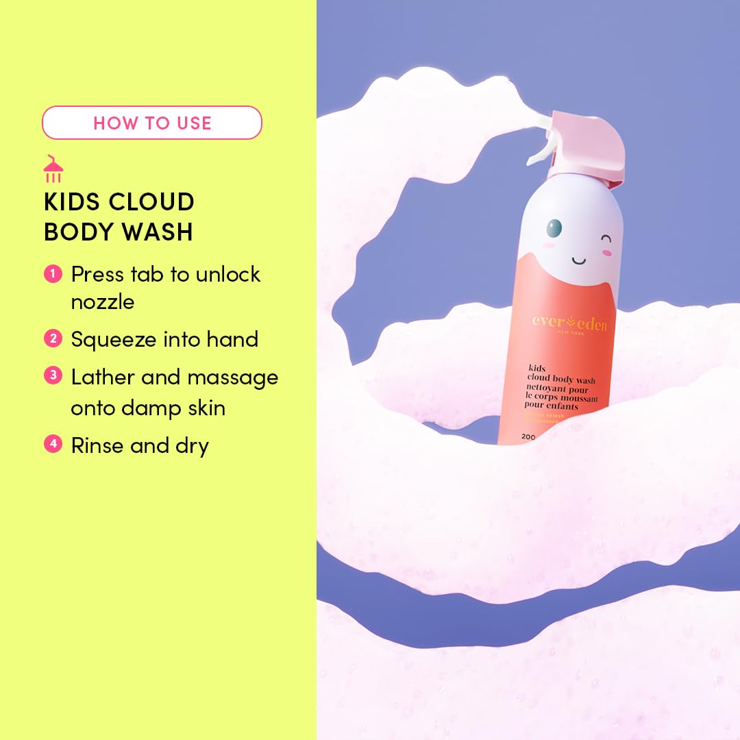 Evereden Kids Cloud Body Wash Duo - Gentle, Nourishing Toddler Body Wash for Delicate Skin, Coconut Splash & Juicy Citrus Scents, Creamy Hydrating Formula, 2 Pack (6.7 fl oz Each)