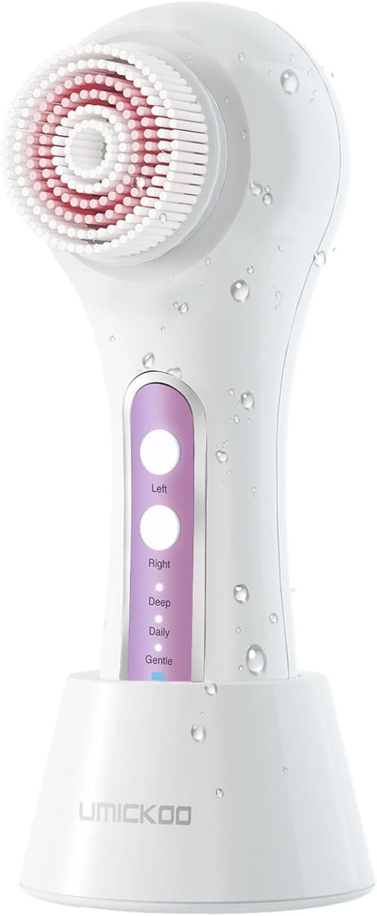 Face Scrubber Exfoliator,Facial Cleansing Brush Rechargeable IPX7 Waterproof with 5 Brush Heads,Electric Face Spin Brush for Exfoliating, Massaging and Deep Cleansing