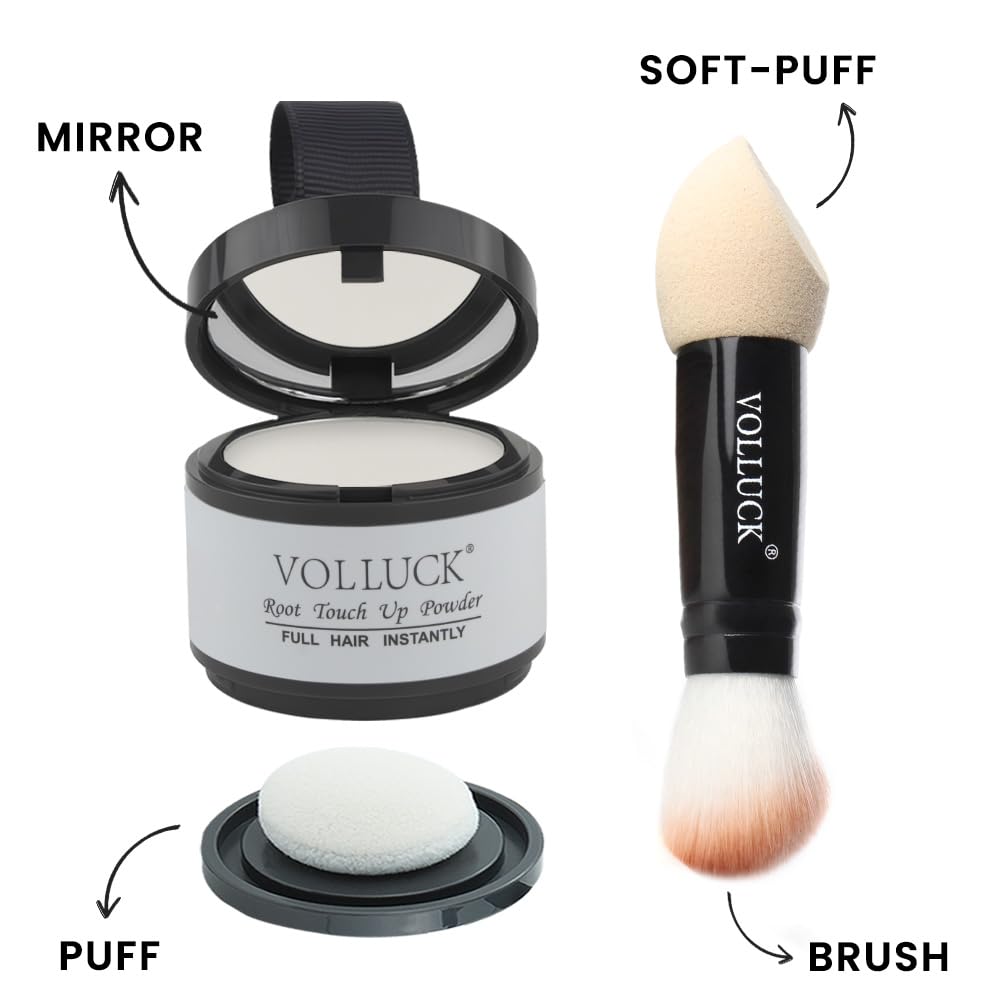 Root Touch Up Hair Powder, Instantly Gray Hair Root Cover Up Hairline Powder, Hair Concealer For Women and Men (A-White, 2PC)