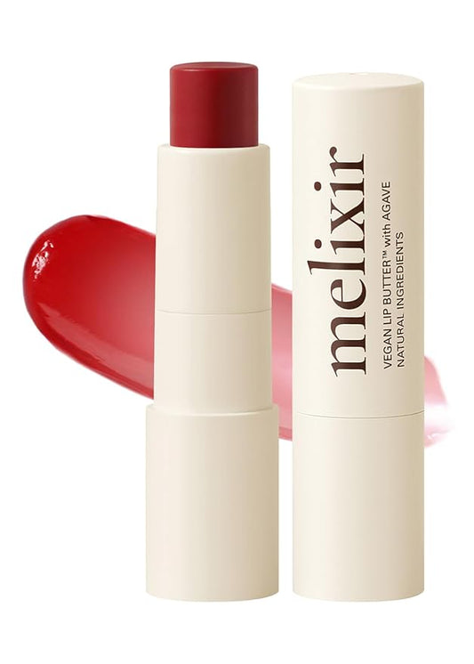 Melixir Vegan Lip Butter #03 Red Velvet (+11 more colors), Deep Nourishing Tinted Lip Balm for Dry Lips, Bee-Free, Petrolatum-Free, Plant-Based, Hydrating for Cracked & Chapped Lips, Travel Essentials