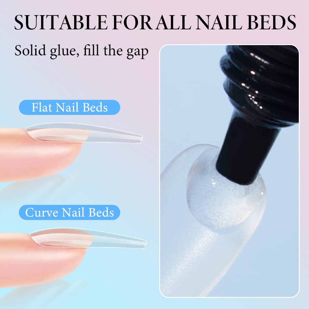 INFELING Solid Gel Nail Gl ue - Nail G lue Gel for Nail Tip Press on Nails, Long Lasting(Curing Needed), Super Strong Nail Glue for Nail Extension