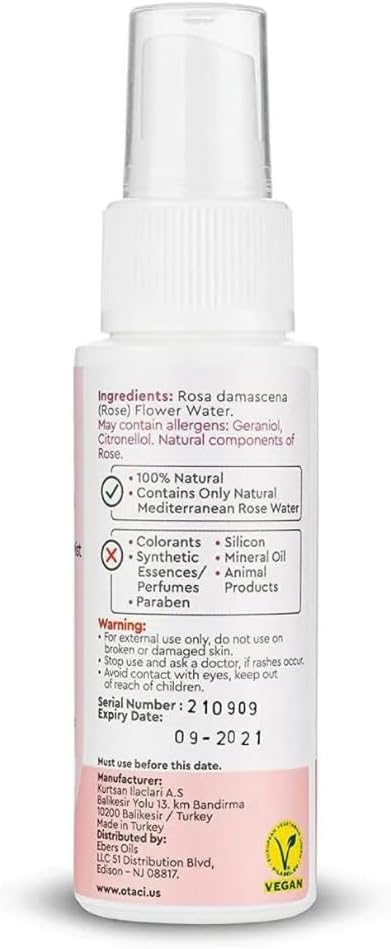 OTACI Rose Passion Face Mist Spray – 100% Natural Rose Water Hydrating Mist for Glowing, Refreshed Skin – Travel Size 50ml – Vegan, Alcohol-Free, for All Skin Types