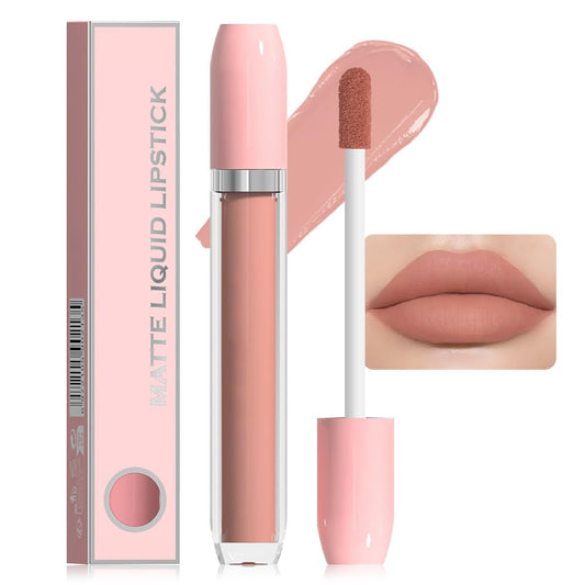 BINGBRUSH Super Matte Longwear No-Budge Stay On Smudge Proof Liquid Lipstick Long Lasting Makeup for Women,Highly Pigmented Color and Instant Shine, Cheeky