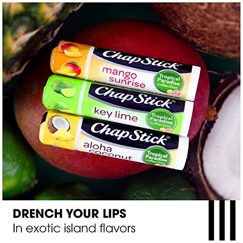 ChapStick Lip Care Bundle – Tropical Paradise Collection with Mango Sunrise, Key Lime, and Aloha Coconut Lip Balm, 0.15 Ea (5 Piece Set)