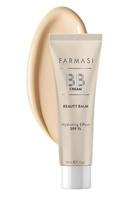 FARMASi Make Up BB Cream Beauty Balm, Full-Coverage Foundation, Concealer, Moisturizer BB Cream for All Skin Types, 1 fl. oz. / 30 ml (Light)