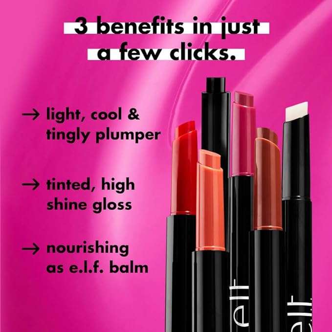 e.l.f. Pout Clout Lip Plumping Pen, Nourishing Lip Balm For Sheer Color & Shine, Plumps & Moisturizes, Vegan & Cruelty-Free, Red My Mind