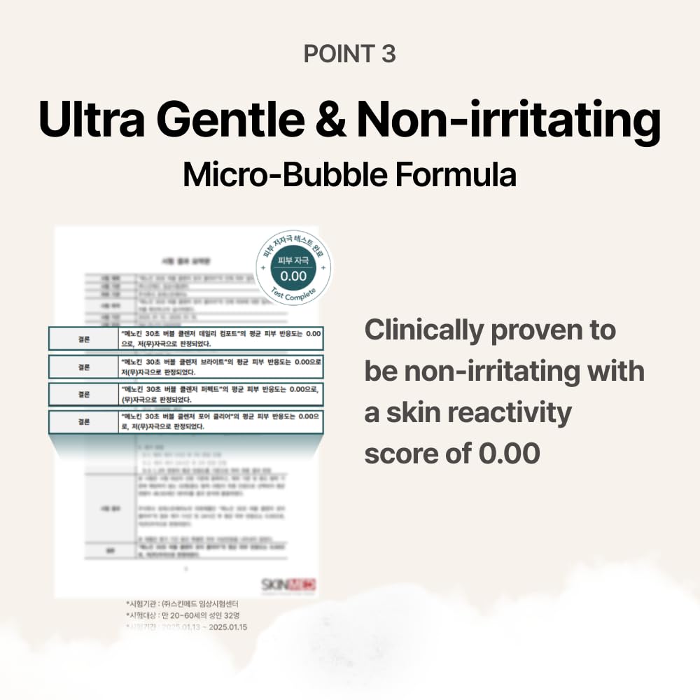 MENOKIN Cotton Cloud Bubble Cleanser [Bright] Vitamin C for Dull Skin & Dark Spots, Low pH for Sensitive Skin, Hydrating & Non-Stripping, Gentle Face Wash, Boost Radiance, Korean Skincare 5.07 fl. oz