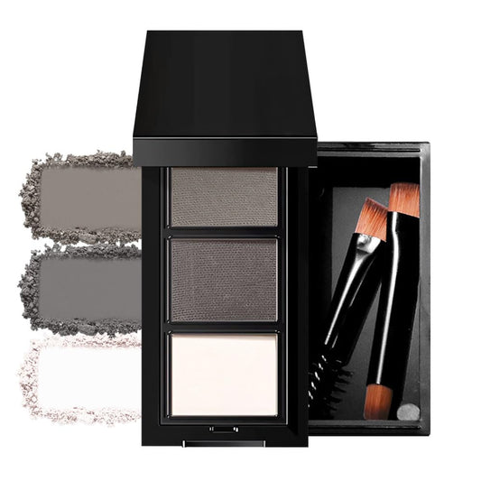Taupe Grey Eye Brow Powder for Women, Matte Gray Black Eyebrow Powder Kit with Brush, Long-Lasting 3 Colors Beige White Brow Palette, Filler for Full, Defined Natural Brows Shaping