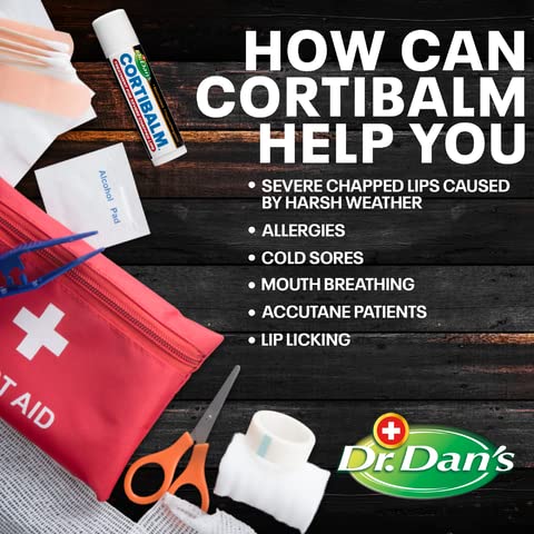 Dr. Dan's Cortibalm- 4 Pack - for Dry Cracked Lips - Healing Lip Balm for Severely Chapped Lips - Designed for Men, Women and Children