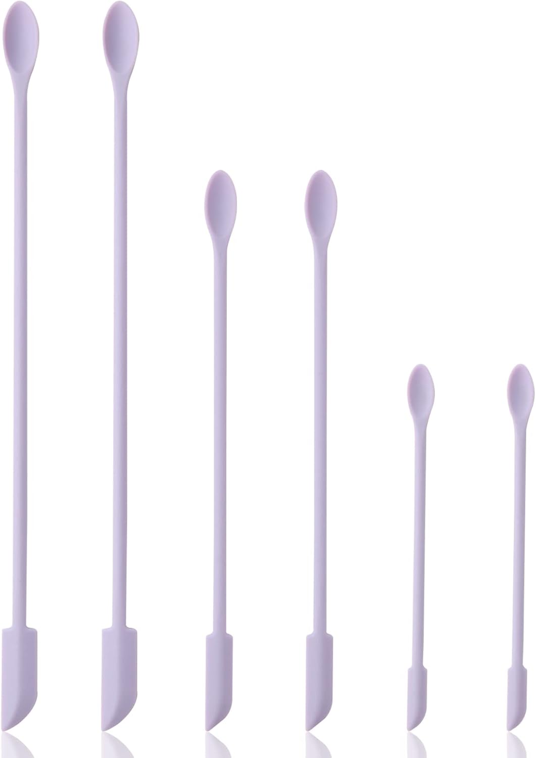 6 Pieces Multi Size Makeup Spatula, Beauty Spatula, Mini Small Silicone Spatula Set for Beauty and Kitchen, Tiny Scraper for Jar, Kitchen Bottles, Cosmetic (Lavender)