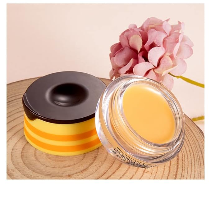 2 Pcs Lip Balm Honey Pot,Honey Propolis Lip Mask Hydrating & Prevention Dry and Cracked Lip Scrubs Exfoliator