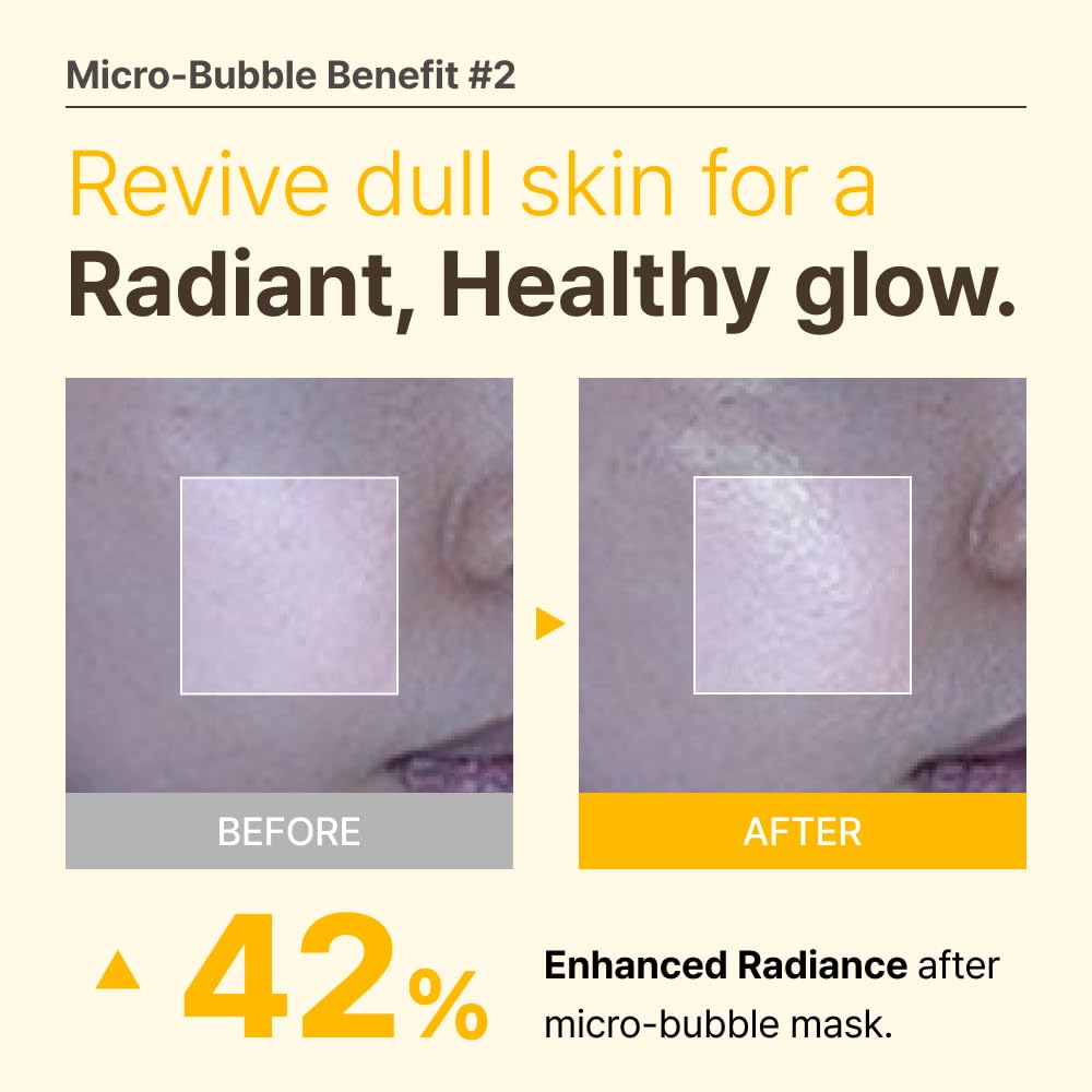 MENOKIN 30 Seconds Quick Bubble Mask [BRIGHT] - [Vitamin C] [Glutathione & Niacinamide] in Micro-bubbles for Dark Spots, Uneven Skin Tone, Korean Skin Care Essential, 50 Uses, 2.36 fl.oz