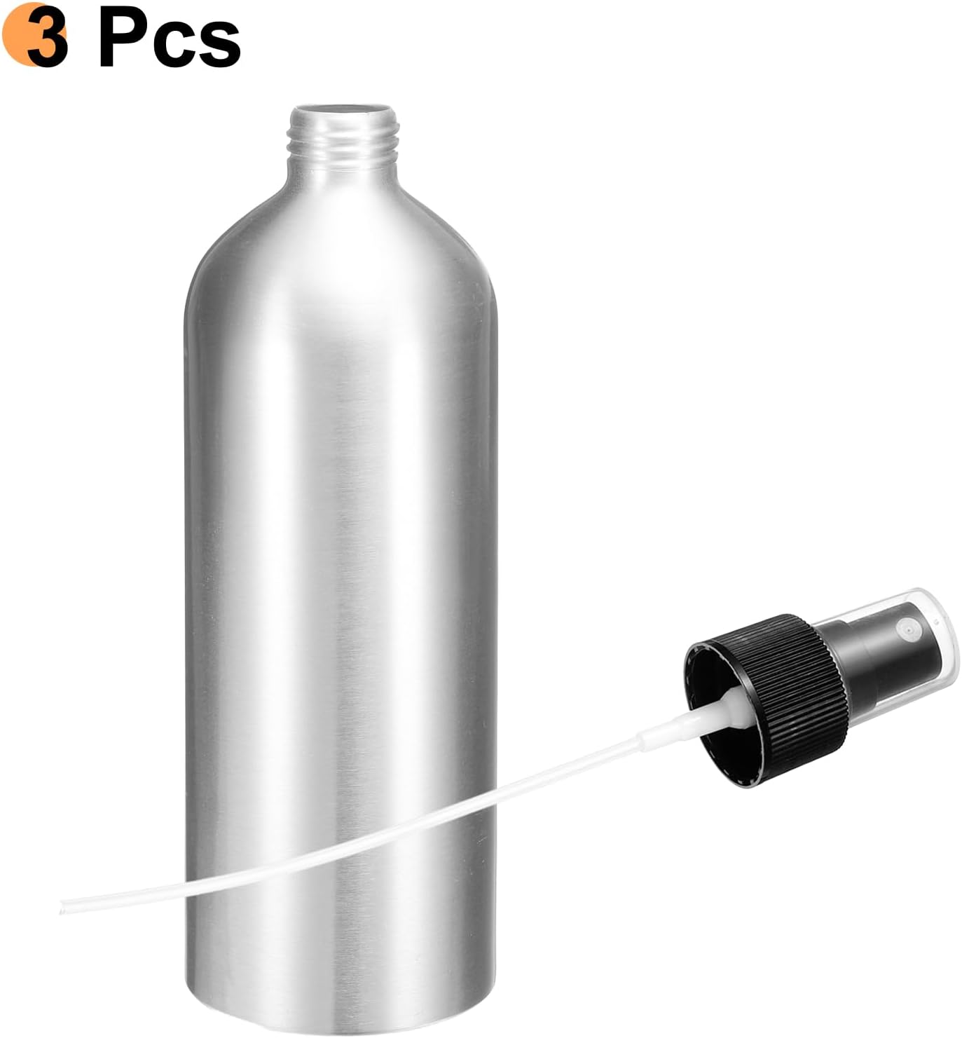 HARFINGTON 3pcs Aluminum Fine Mist Spray Bottles 500ml/16oz Metal Small Liquid Alcohol Refillable Travel Container with Black Plastic Nozzle Cap for Perfume Skincare Cosmetic Storage Bottle