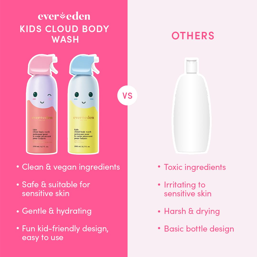 Evereden Kids Cloud Body Wash Duo - Gentle, Nourishing Toddler Body Wash for Delicate Skin, Coconut Splash & Juicy Citrus Scents, Creamy Hydrating Formula, 2 Pack (6.7 fl oz Each)