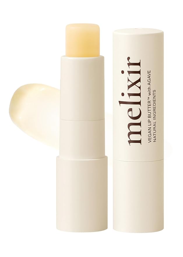 Melixir Vegan Lip Butter #01 Agave(Clear), Hydrating Tinted Lip Balm Stick, Bee-Free, Petrolatum-Free, Plant-Based With Shea Butter, Nourishing Care for Dry, Chapped Lips, Natural Finish