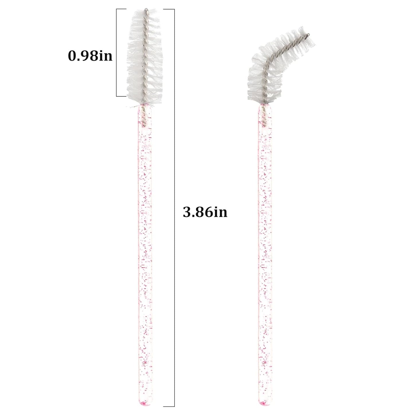 300PCS Disposable Mascara Wands Spoolie Brush Crystal Eyebrow Brushes Eyelash Extension Applicator Makeup Kits.myaokue-up(Pink/White)