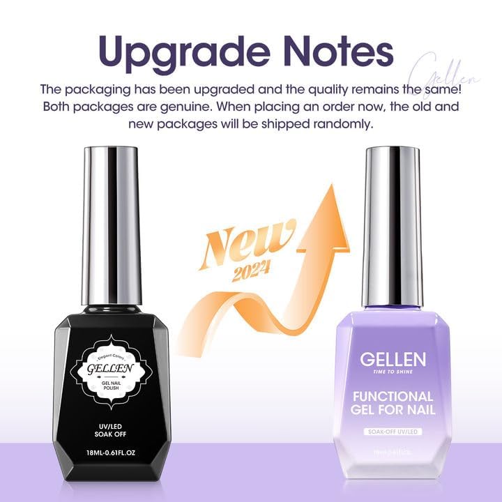 GELLEN Builder Nail Gel with Gel Top Coat Base Coat, 3 Pcs 18ml Top Coat Nail Polish Set, Soak Off Hard Builder in A Bottle for Nail Extension Strengthen Manicure Salon at Home