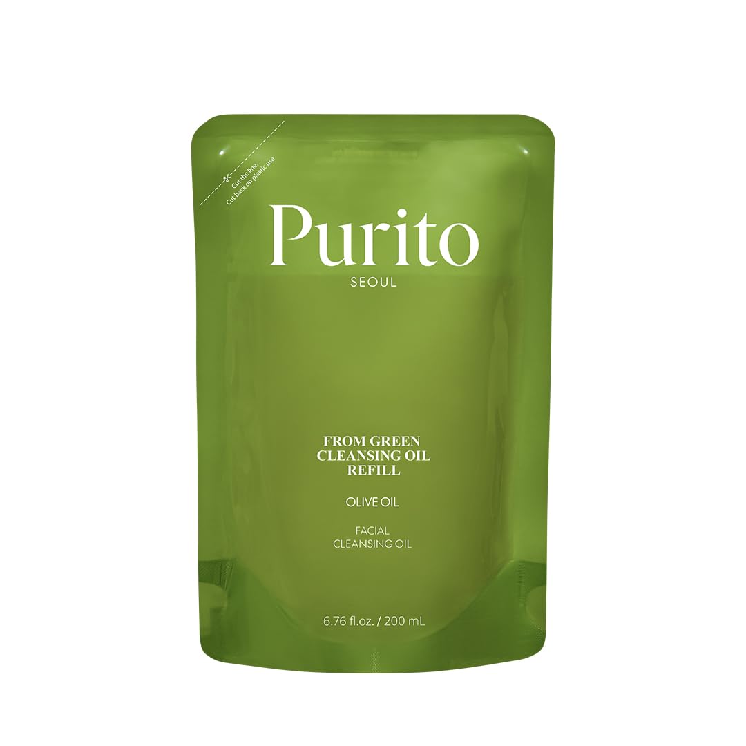 PURITO From Green Cleansing Oil Refill, Fragrance-Free Makeup Remover for Face & Eyes, Gentle Vegan Oil Cleanser for Sunscreen & Waterproof Makeup, Cruelty-Free Korean Skin Care