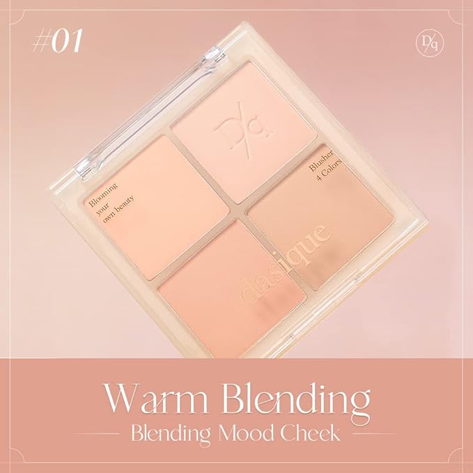 Dasique Blending Mood Cheek #01 Warm Blending l Cruelty-Free l 4 Blendable Shades in Lightweight, Long-lasting, Smooth Powder
