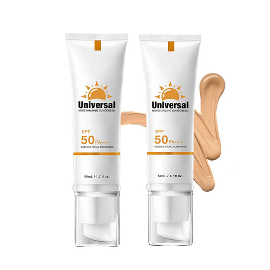 Tinted Sunscreen For Face SPF 50, 2 PCS Universal Protector Solar 50 Moisturizer, Hydrating Sun Essence Face Sunscreen, UV Defense, Travel Size, 50ml