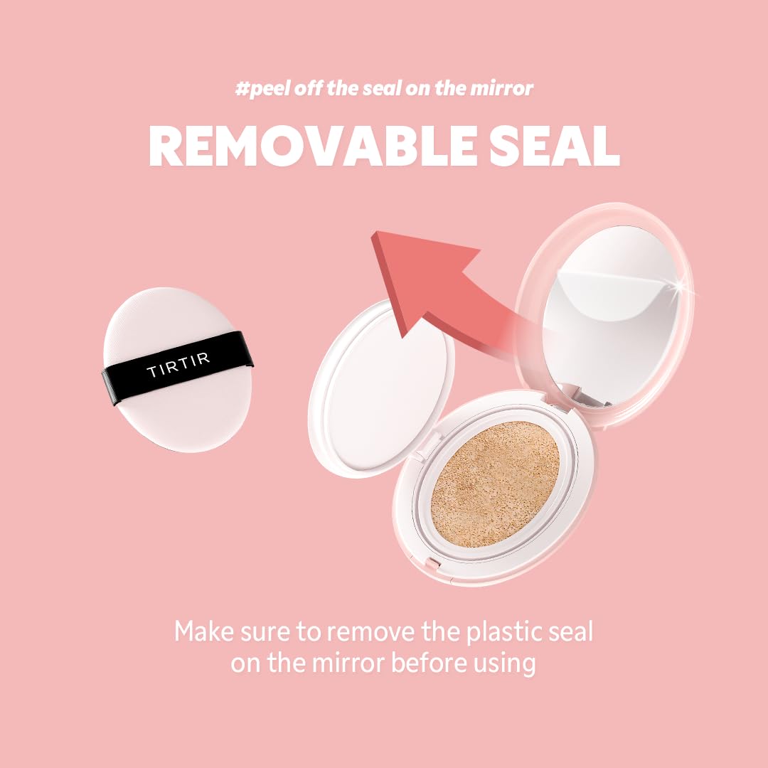 [*Mini Size*] TIRTIR All Cover Pink Cushion | Korean Cushion Foundation, (#15C Fair Porcelain, 0.15 Fl Oz)