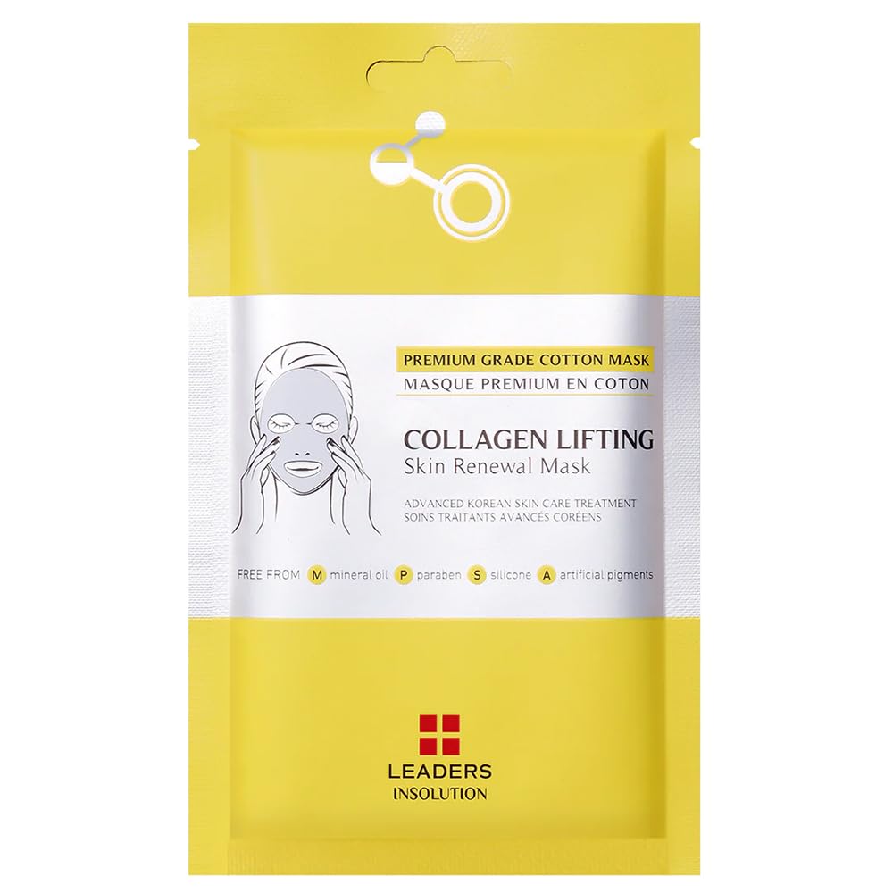 Leaders Insolution Collagen Lifting Skin Renewal Mask | Marine Collagen for Firmness and Elasticity Anti-Wrinkle, Sculpting Facial Sheet | Hydrating Serum for Smooth Skin (10 Sheets)