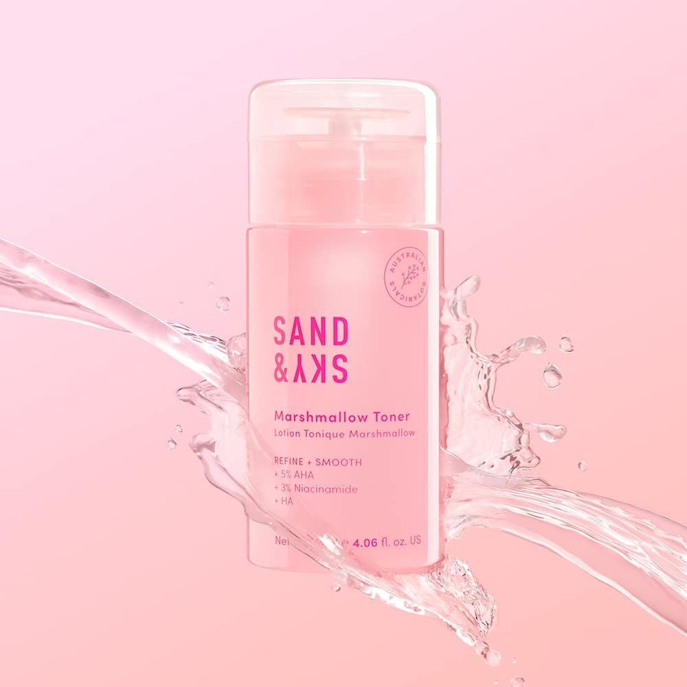 Sand & Sky Australian Essentials Brightening Toner with Niacinamide & Glycolic Acid - Marshmallow Extract Essence, Exfoliates & Strengthens Skin, 4.2 fl oz