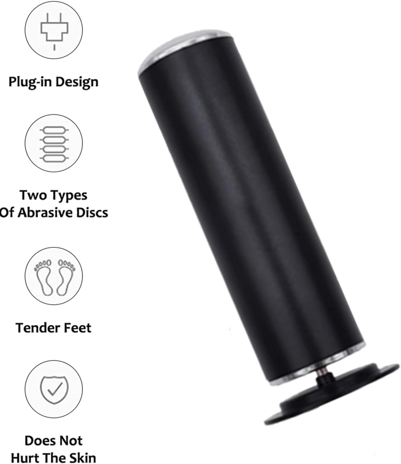 Electronic Foot File Grinder (Speed Adjustable) with 60pcs Replacement Sandpaper Disk，Electric Foot Scrubber Dead Skin Remover，for Feet Hard Cracked Dry Dead Skin Exfoliation，Unisex（Black）