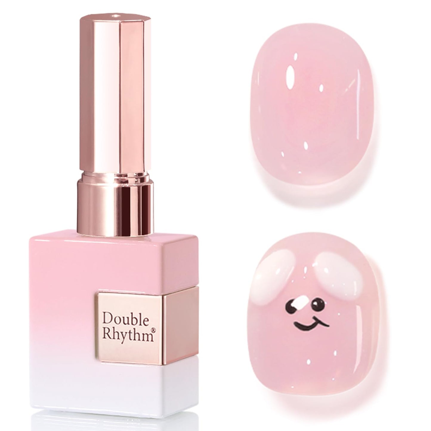 Double Rhythm 0.50 OZ Translucent Gel Polish Same Color Same Bottle Sheer Pastel Neutral Natural Milky 15 ML Jelly UV Nail Art DIY at Home (Pink-A1623)