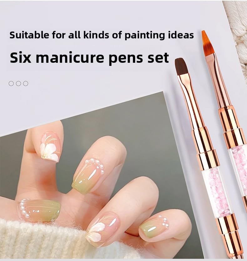 6pcs Double-Ended Nail Art Brushes Set - Professional Nail Design Tools for Acrylic & Gel Nails Gel Polish Art Nail Nail Dotting Brush Pen nail liner brush