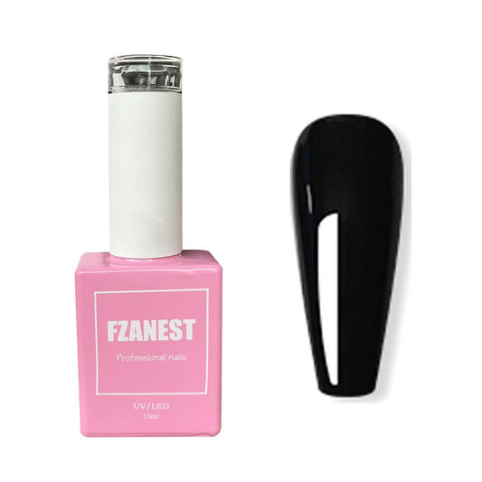 FZANEST Black Gel Nail Polish,15ml Fall Winter Gel Polish Nail Colors Soak Off UV LED Nail Art Starter Manicure Salon DIY at Home, 0.51 OZ