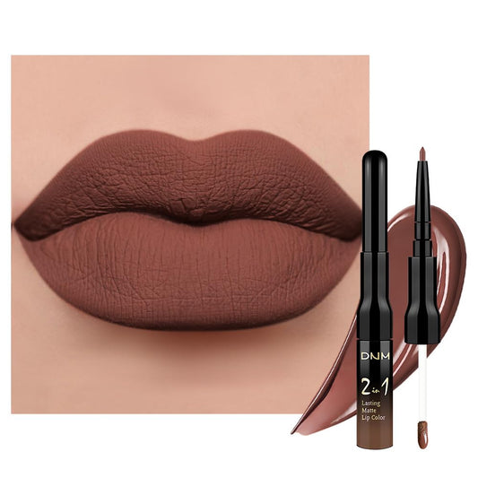 Kaely 2-in-1 Matte Lipstick and Lip Liner, Liquid Lip Stain Makeup for women Long Lasting Waterproof Smudge Proof, labiales matte mate larga duracion listip 24 hours originales, 25 Brown