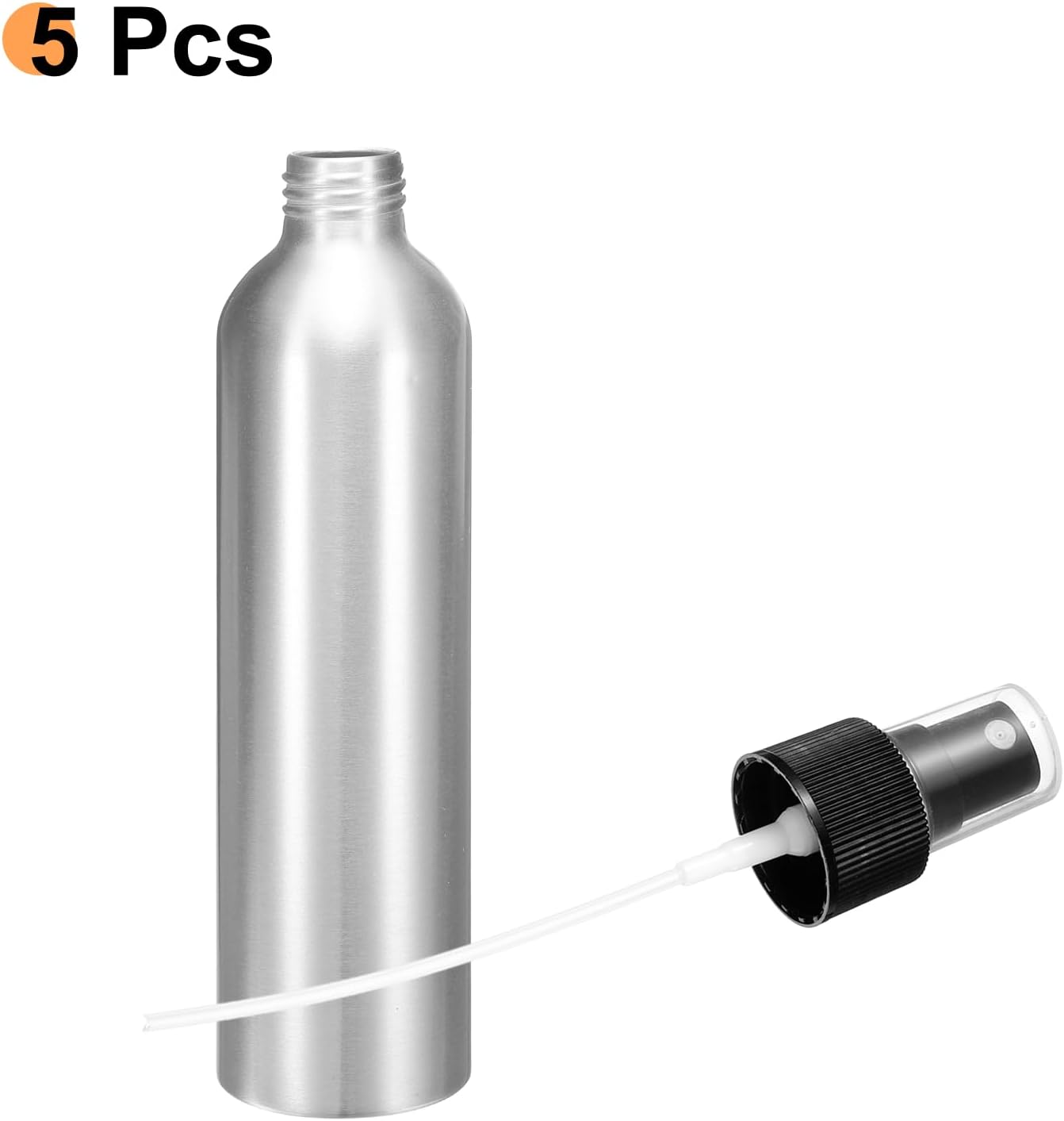 HARFINGTON 5pcs Aluminum Fine Mist Spray Bottles 250ml/8.5oz Metal Small Liquid Alcohol Refillable Travel Container with Black Plastic Nozzle Cap for Perfume Skincare Cosmetic Storage Bottle