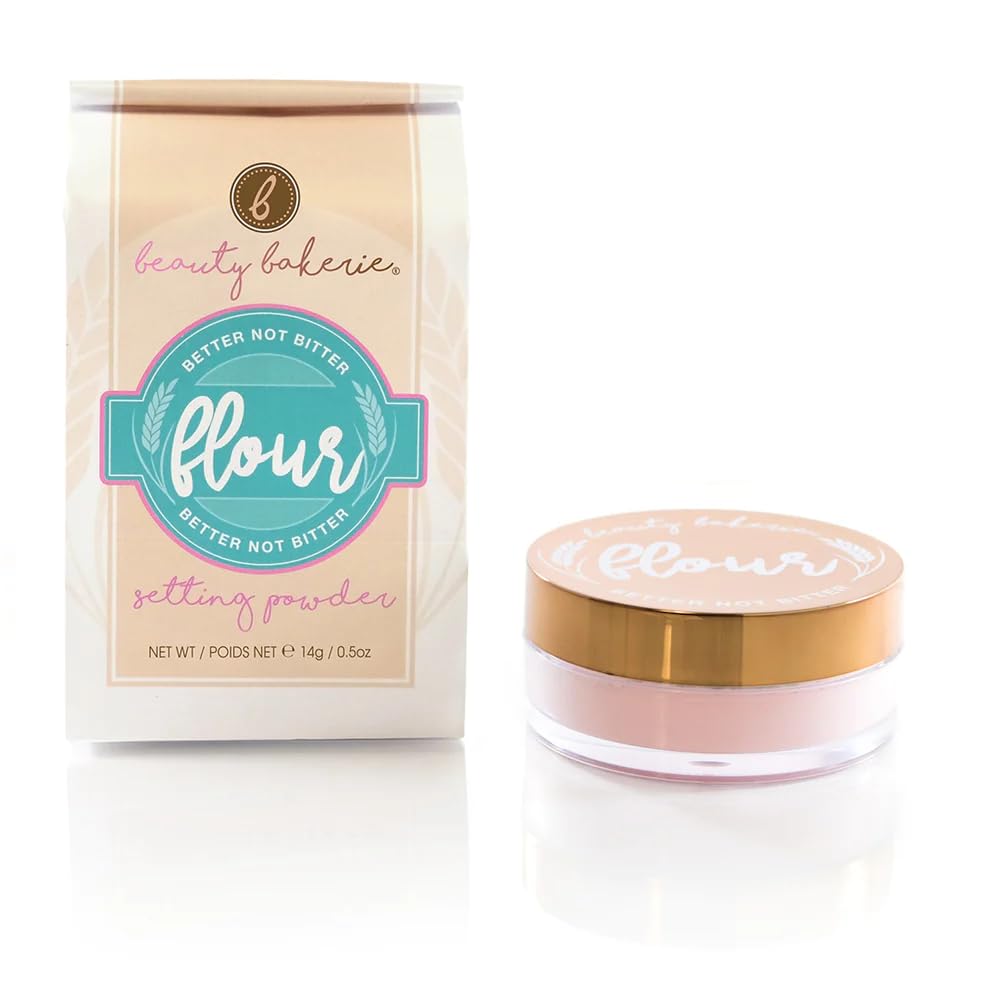 Beauty Bakerie Flour Setting Powder for Foundation, Loose Face Powder Makeup, Perfect for Oily Skin, Long-Lasting Matte Finish, Ideal for Baking and Blurring, 0.5oz, Himalayan (Pink)