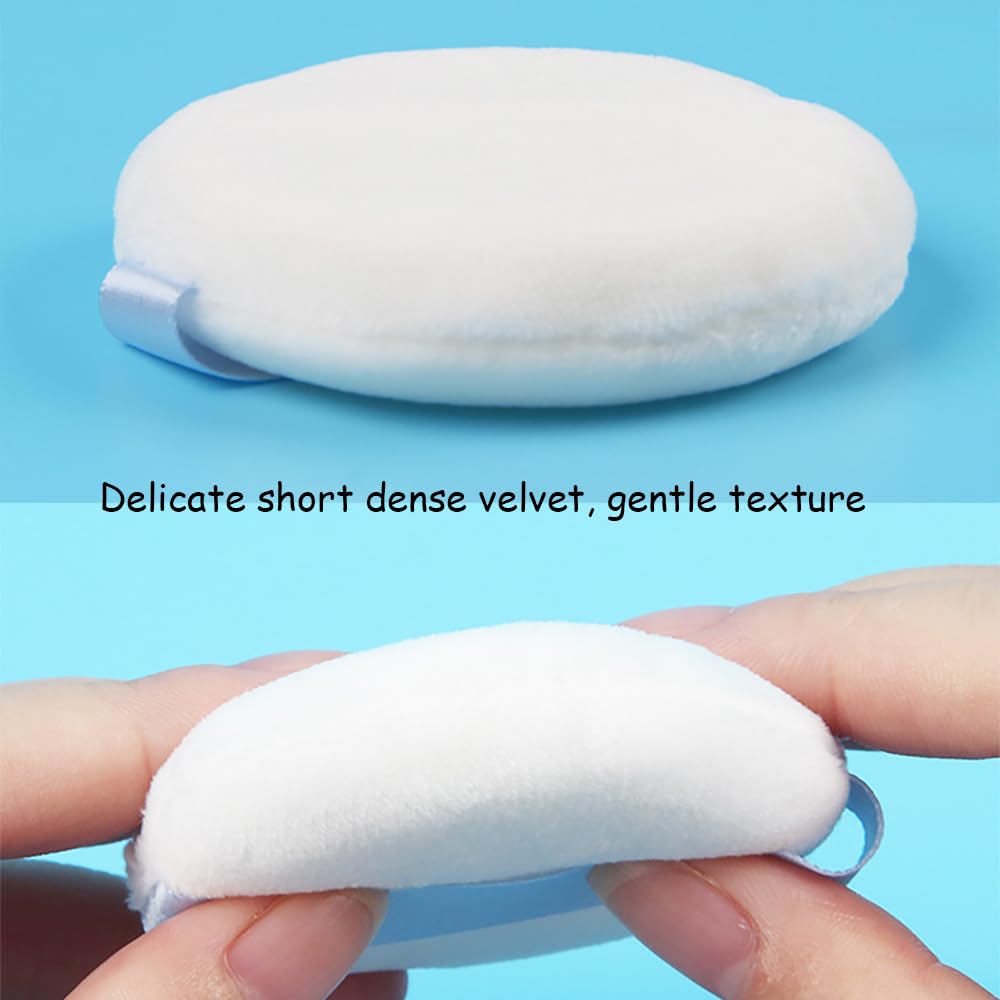 Ultra Soft Powder Puff and Container 3.3" High Density Velvet Dusting Washable Reusable Powder Puff,Bathroom Dressing Table Cotton Swab Storage Jar(Clear)