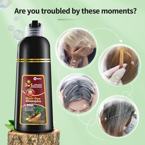 2 Pack Hair Dye shampoo, Leorx Chestnut Brown 3 In 1 Color Shampoo Instant Herbal Coloring Shampoo Refresh Hair For Women&Men - Tintes Para El Cabello Profesional