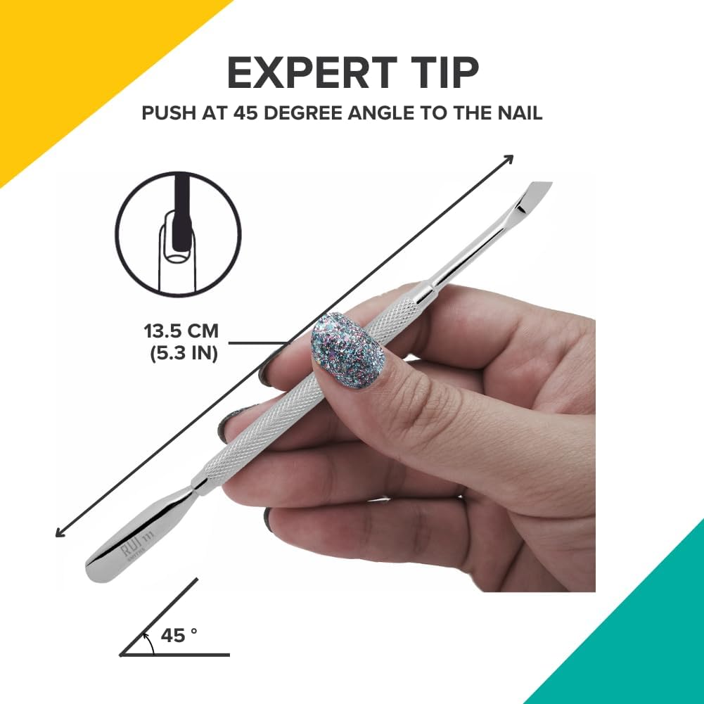 Rui Smiths Pro Cuticle Pusher with 2 Ends - Stainless Steel Manicure Tool - Style 111