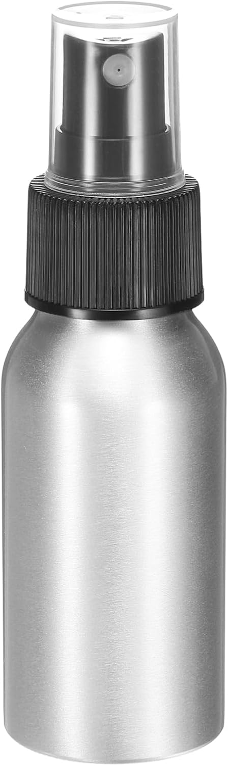 HARFINGTON Aluminum Fine Mist Spray Bottles 50ml/1.7oz Metal Small Liquid Alcohol Refillable Travel Container with Black Plastic Nozzle Cap for Perfume Skincare Cosmetic Storage Bottle