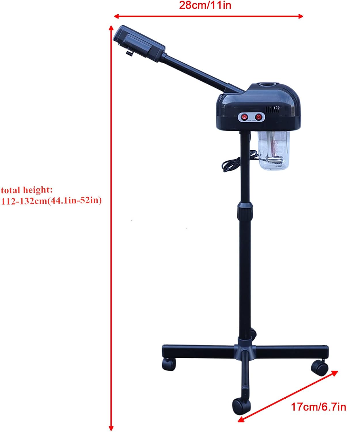 Professional Facial Steamer for Estheticians, Adjustable Height, 0.2 Gal Face Steamer on Wheels for Salon Beauty and Spa Shop