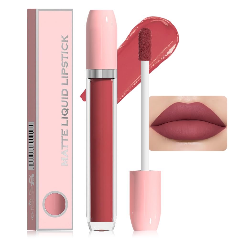 BINGBRUSH Super Matte Longwear No-Budge Stay On Smudge Proof Liquid Lipstick Long Lasting Makeup for Women,Highly Pigmented Color and Instant Shine, Cheeky
