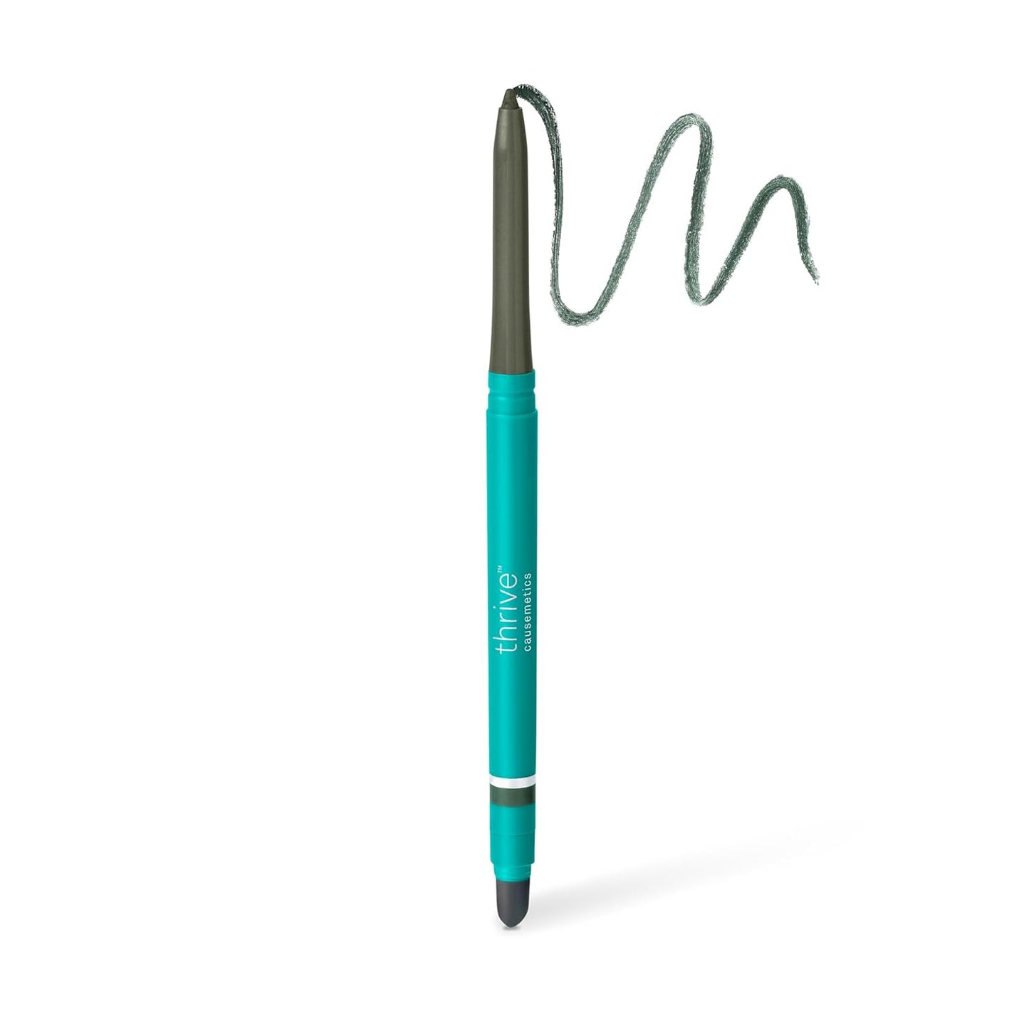 Thrive Causemetics Infinity Waterproof Eyeliner Pencil, Built In Sharpener & Smudge Tip, Long Lasting, Smudge Proof, Hyaluronic Acid & Shea Butter, Vegan & Cruelty Free, Lizzie (Moss Green Matte)