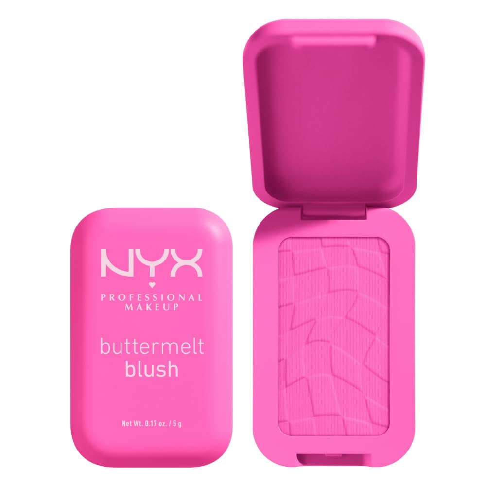 NYX PROFESSIONAL MAKEUP Buttermelt Powder Blush, Fade and Transfer-Resistant Blush, Up to 12HR Make Up Wear, Vegan Formula - My Butta Half