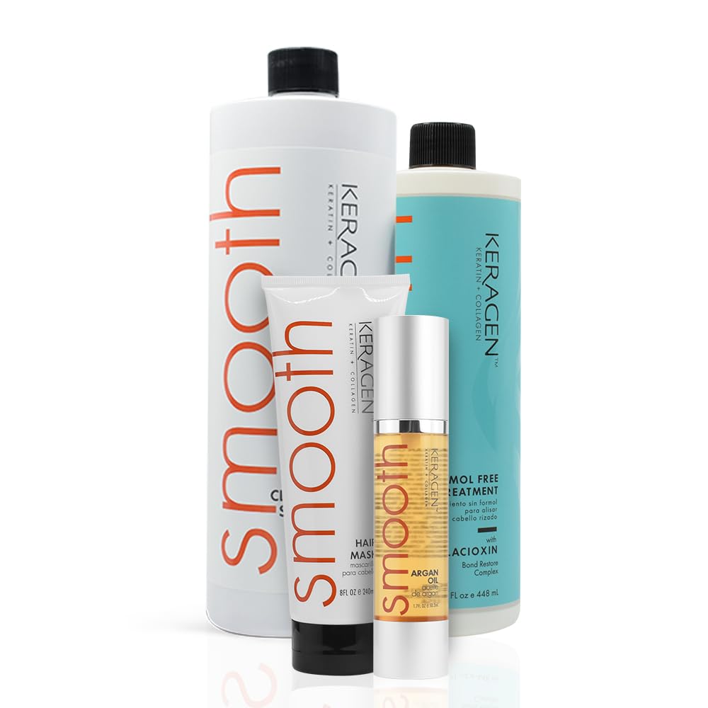 Keragen Brazilian Keratin Smoothing Treatment | Formaldehyde-Free Blowout Kit for Frizzy, Dry, or Damaged Hair | Organic Keratin and Collagen | Salon-Quality Results at Home | 16 Oz