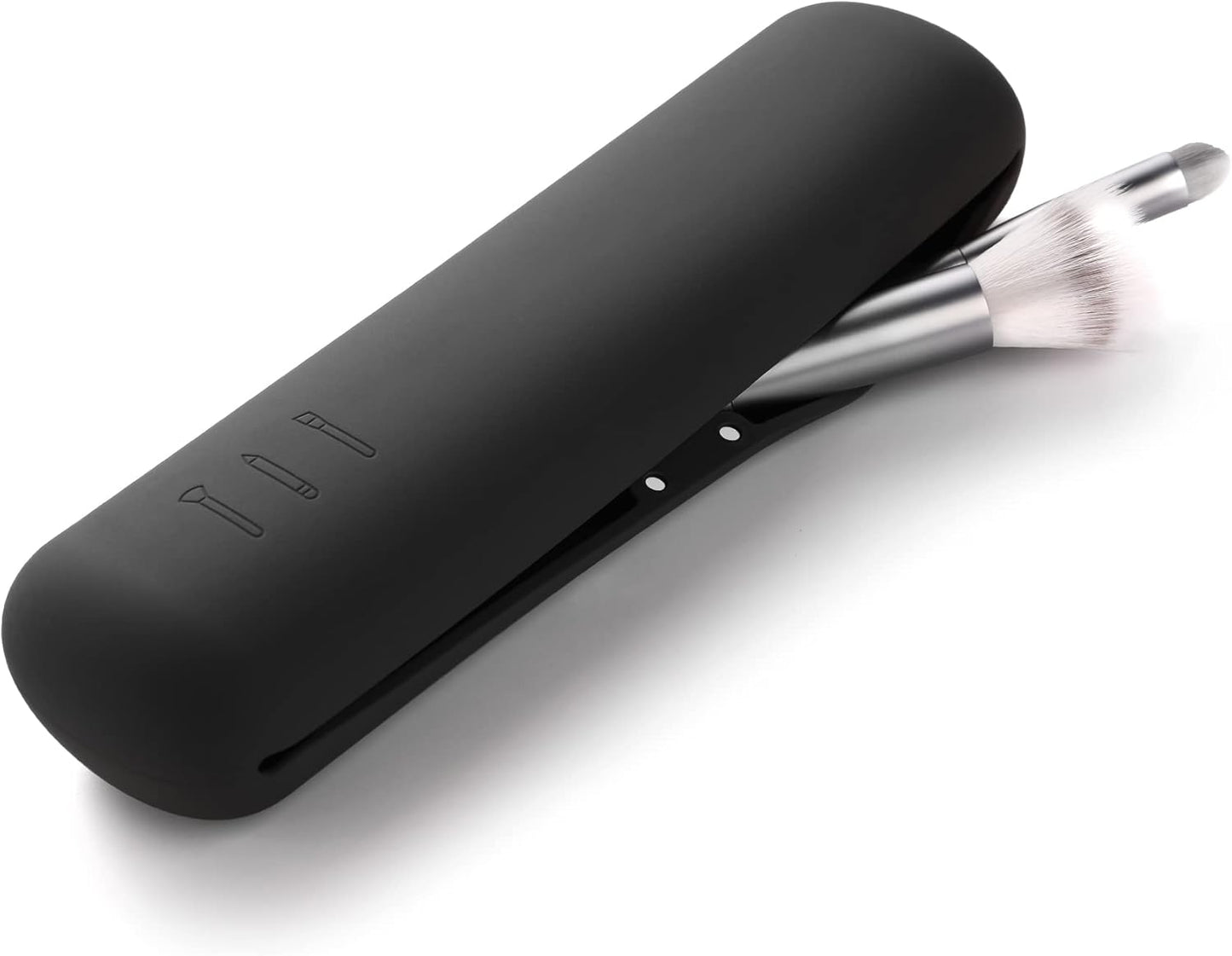 FERYES Large Travel Makeup Brush Holder, Magnetic Anti-fall Out Silicon Portable Cosmetic Face Brushes Holder, Soft and Sleek Makeup Tools Organizer for Travel- (8.27 * 2.36 * 1.57)